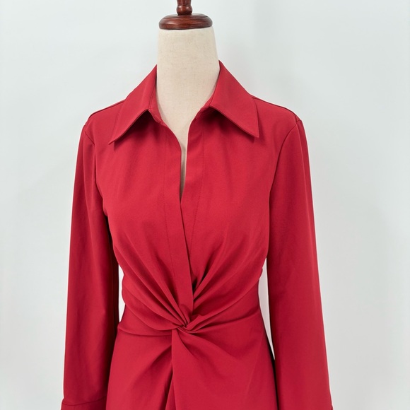 Cinq A Sept McKenna Twist Dress Red Mini Long Sleeve Size 2 - Picture 7 of 10